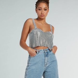 She's So Dazzling Sequin Chainmail Tank Top