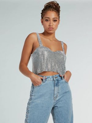 She's So Dazzling Sequin Chainmail Tank Top