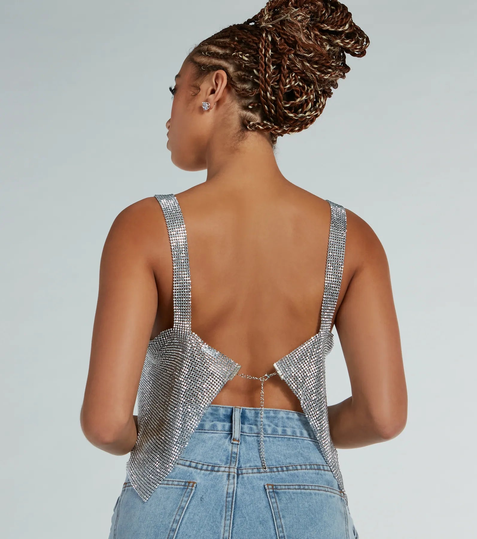 She's So Dazzling Sequin Chainmail Tank Top - Image 2