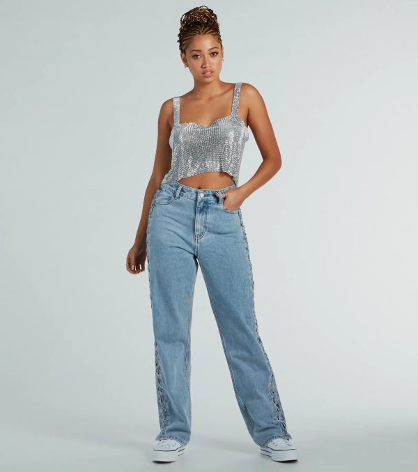 She's So Dazzling Sequin Chainmail Tank Top - Image 3