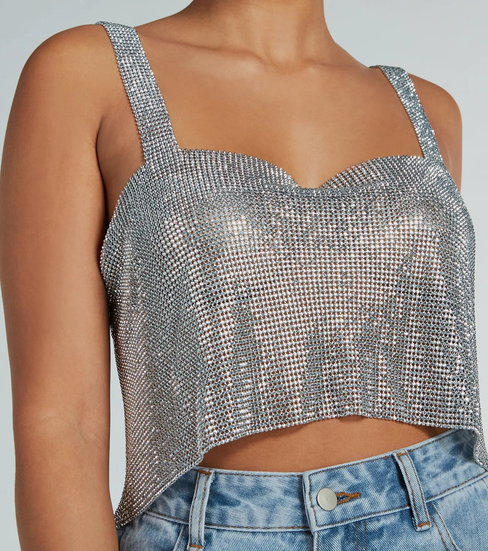 She's So Dazzling Sequin Chainmail Tank Top - Image 4