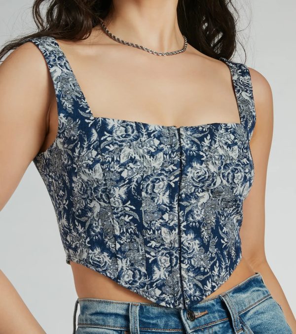 Delight And Allure Sleeveless Tapestry Corset Top - Image 4