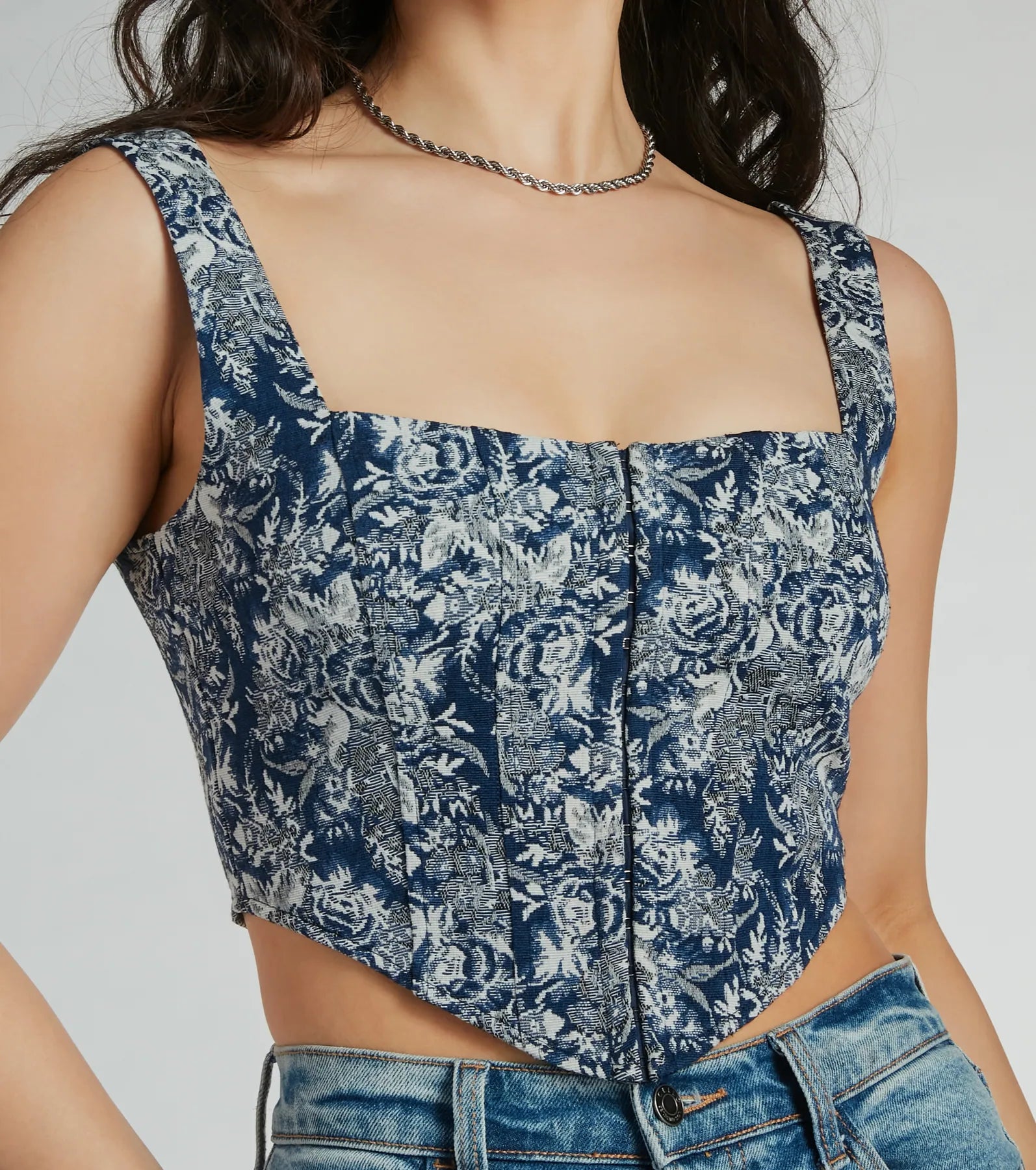 Delight And Allure Sleeveless Tapestry Corset Top - Image 4