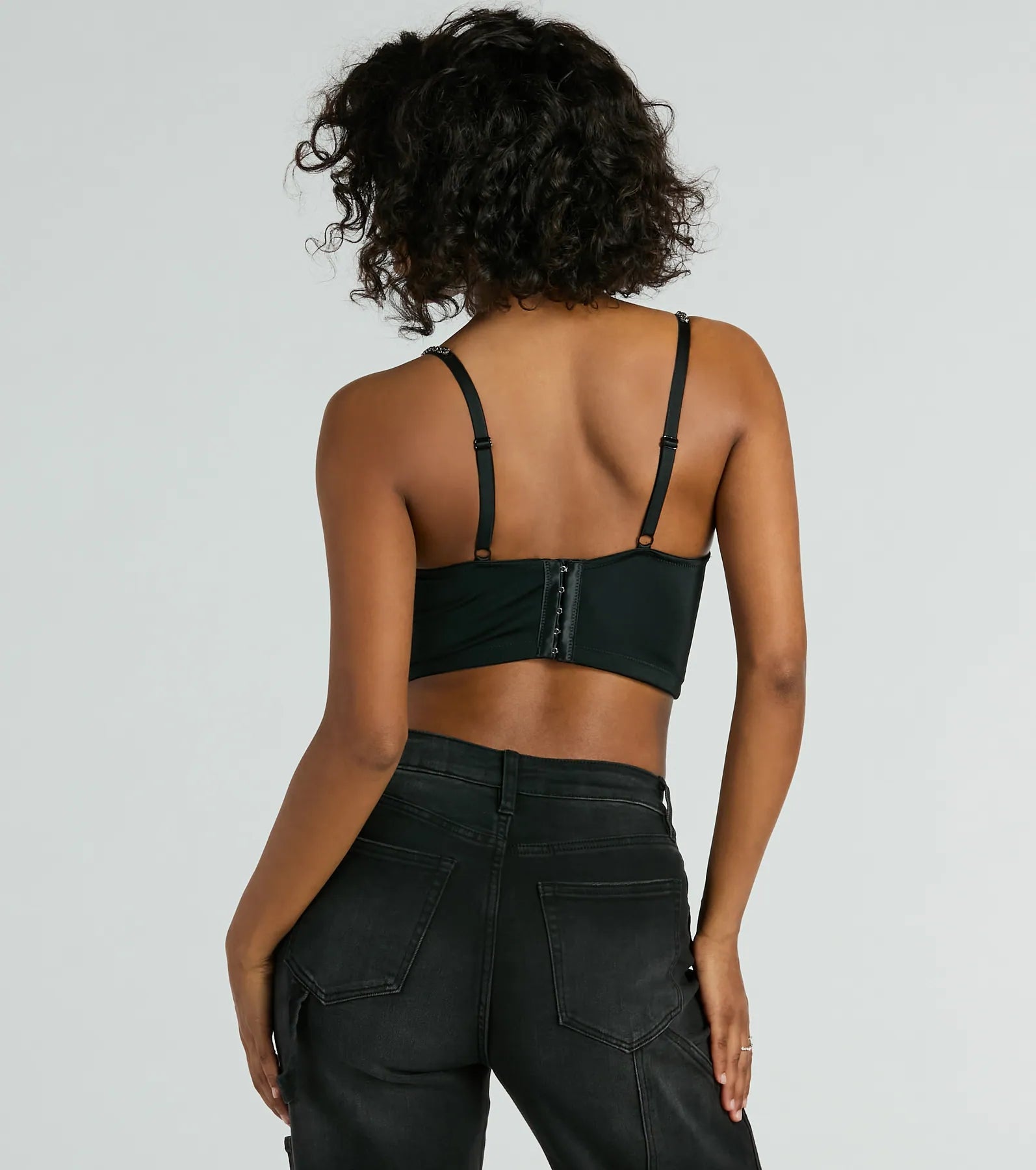 Glitzy Glamour Rhinestone Fringe Cropped Bustier - Image 6