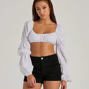 Official Cutie Tie Back Long Sleeve Crop Top
