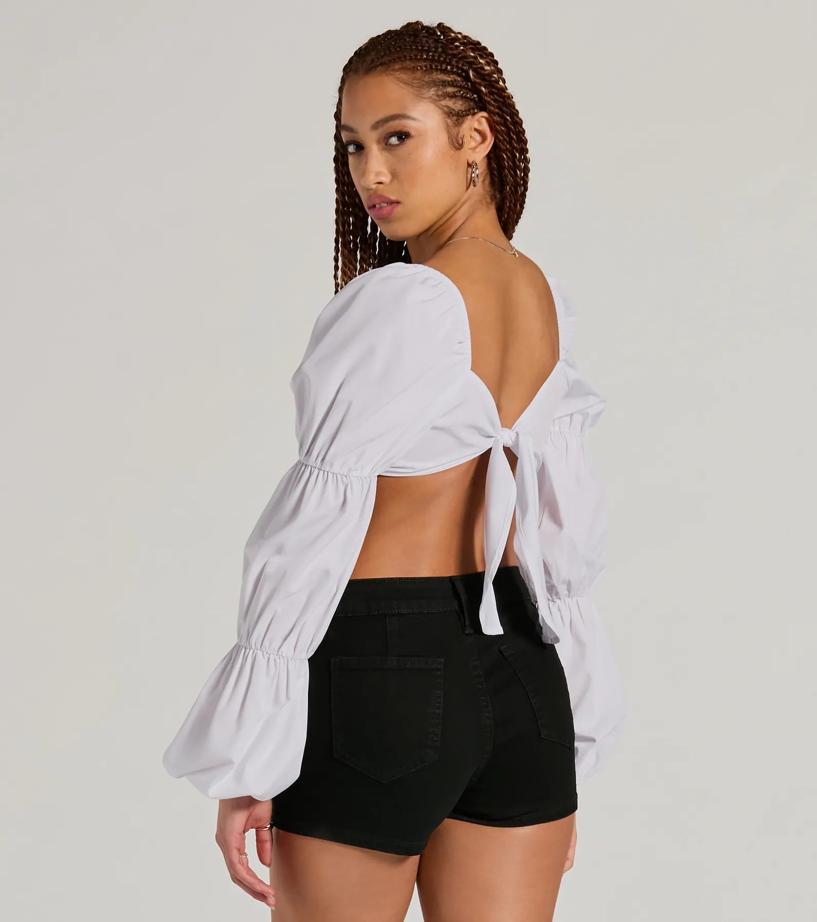Official Cutie Tie Back Long Sleeve Crop Top - Image 2