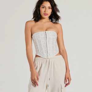 Show Stopper Strapless Lace Beaded Corset Top