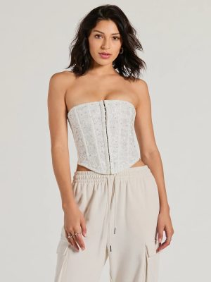 Show Stopper Strapless Lace Beaded Corset Top