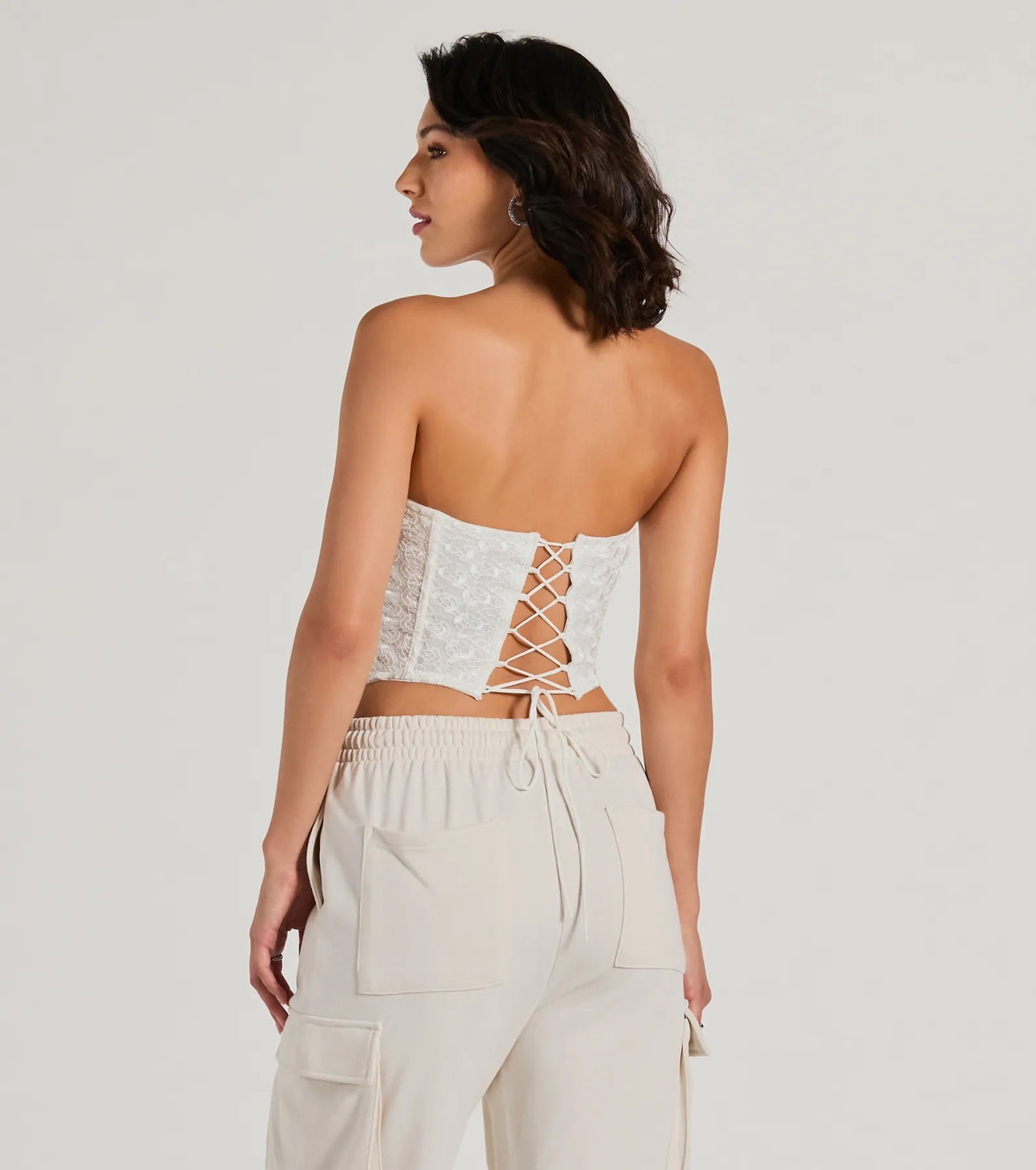 Show Stopper Strapless Lace Beaded Corset Top - Image 2