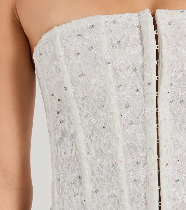 Show Stopper Strapless Lace Beaded Corset Top - Image 3