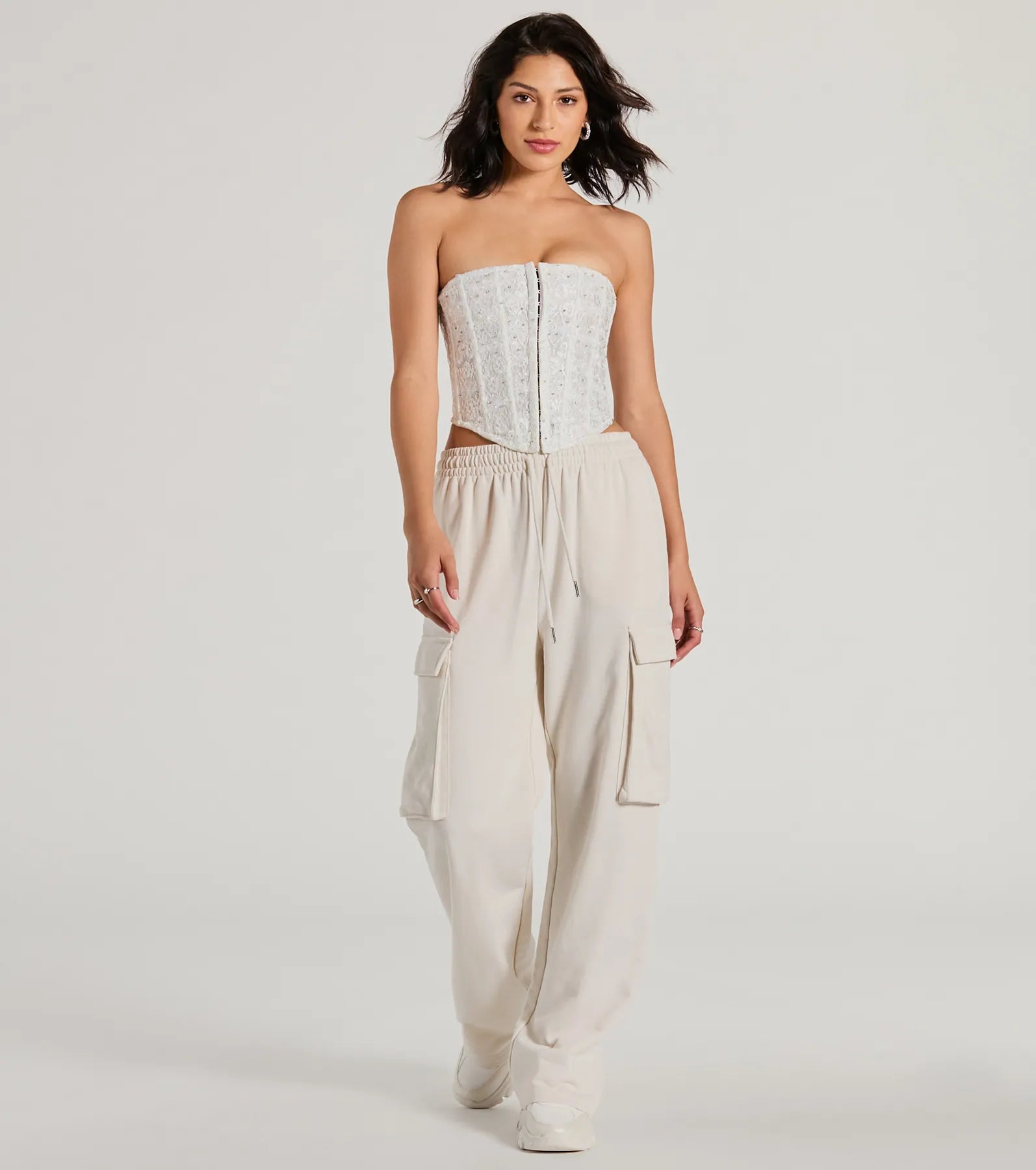 Show Stopper Strapless Lace Beaded Corset Top - Image 4