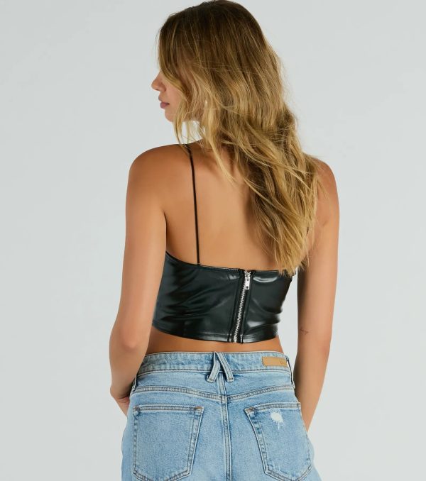 Hot And Dangerous Faux Leather Crop Top - Image 2