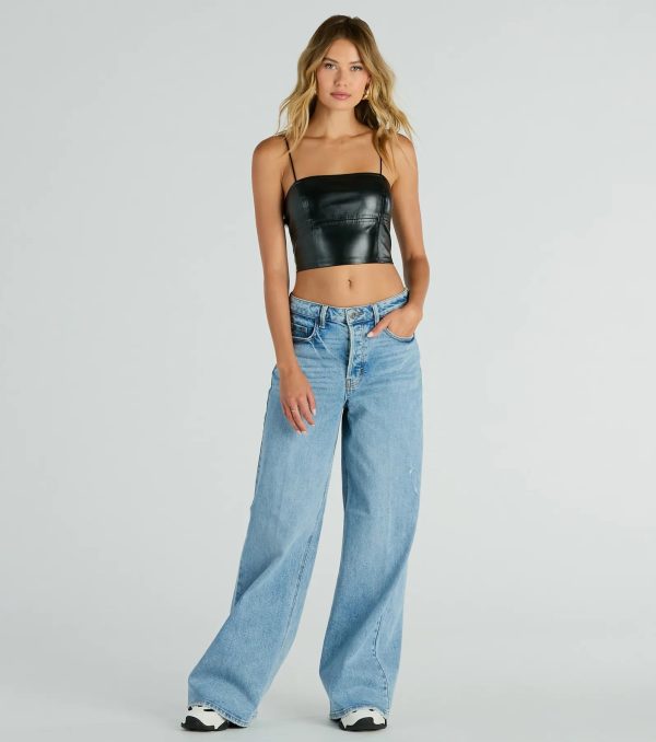 Hot And Dangerous Faux Leather Crop Top - Image 3