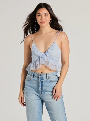 Flirty Flounce V-Neck Ruffled Crop Top