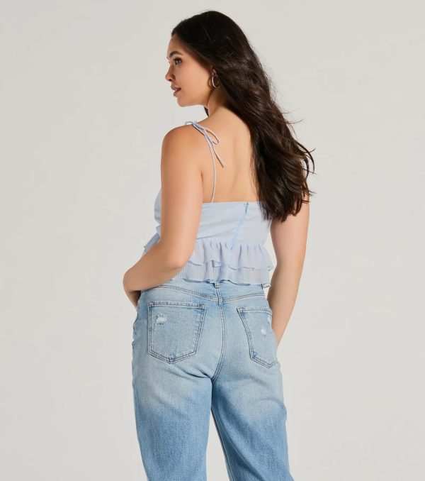 Flirty Flounce V-Neck Ruffled Crop Top - Image 2