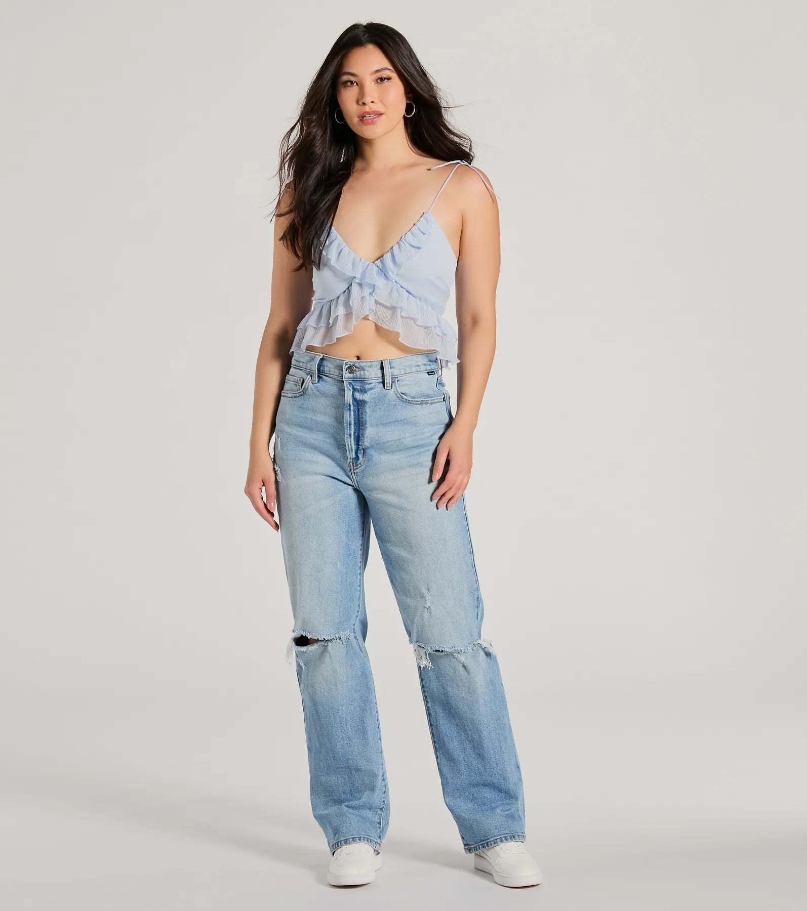 Flirty Flounce V-Neck Ruffled Crop Top - Image 4