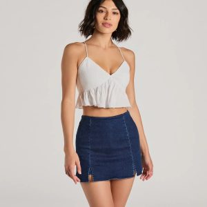 Sweet Charm Lace-Up Babydoll Crop Top