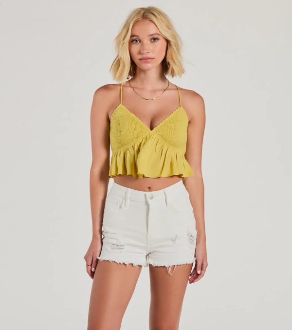 Sweet Charm Lace-Up Babydoll Crop Top - Image 5