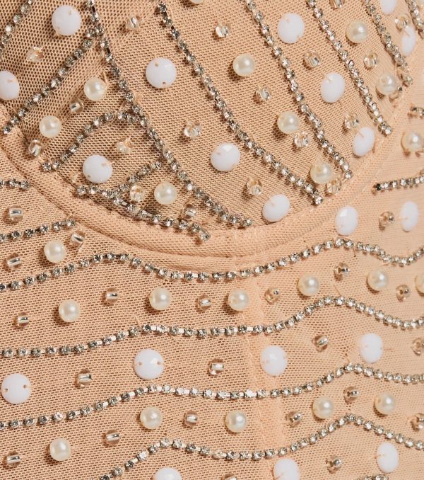Glamour Girl Rhinestone Faux Pearl Bead Bustier - Image 4