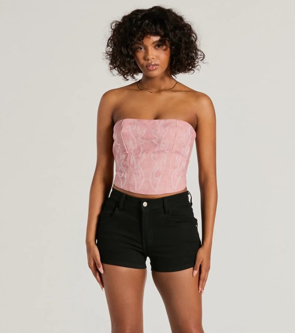 Cute Country Look Western Faux Leather Corset Top - Image 6