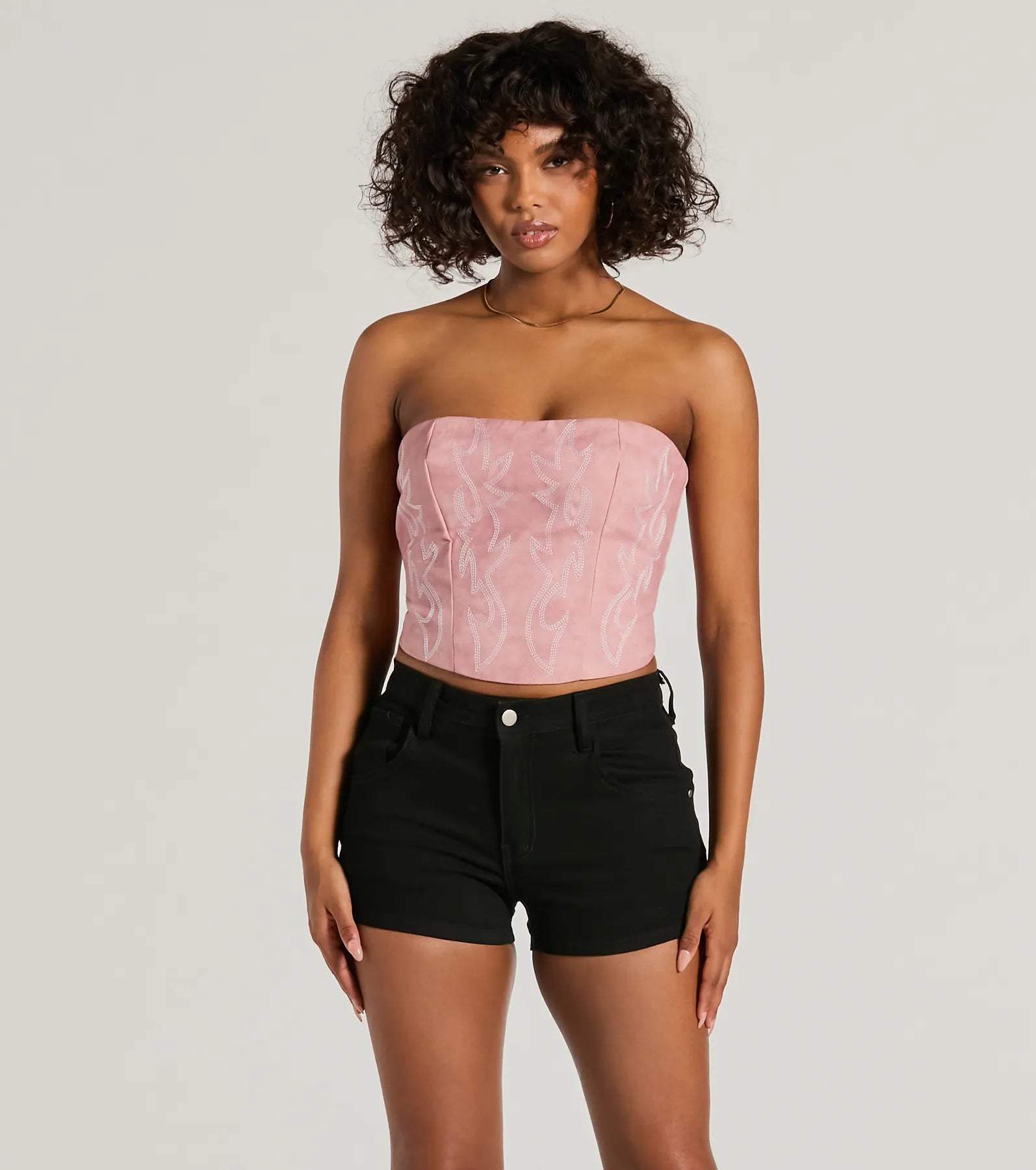 Cute Country Look Western Faux Leather Corset Top - Image 6