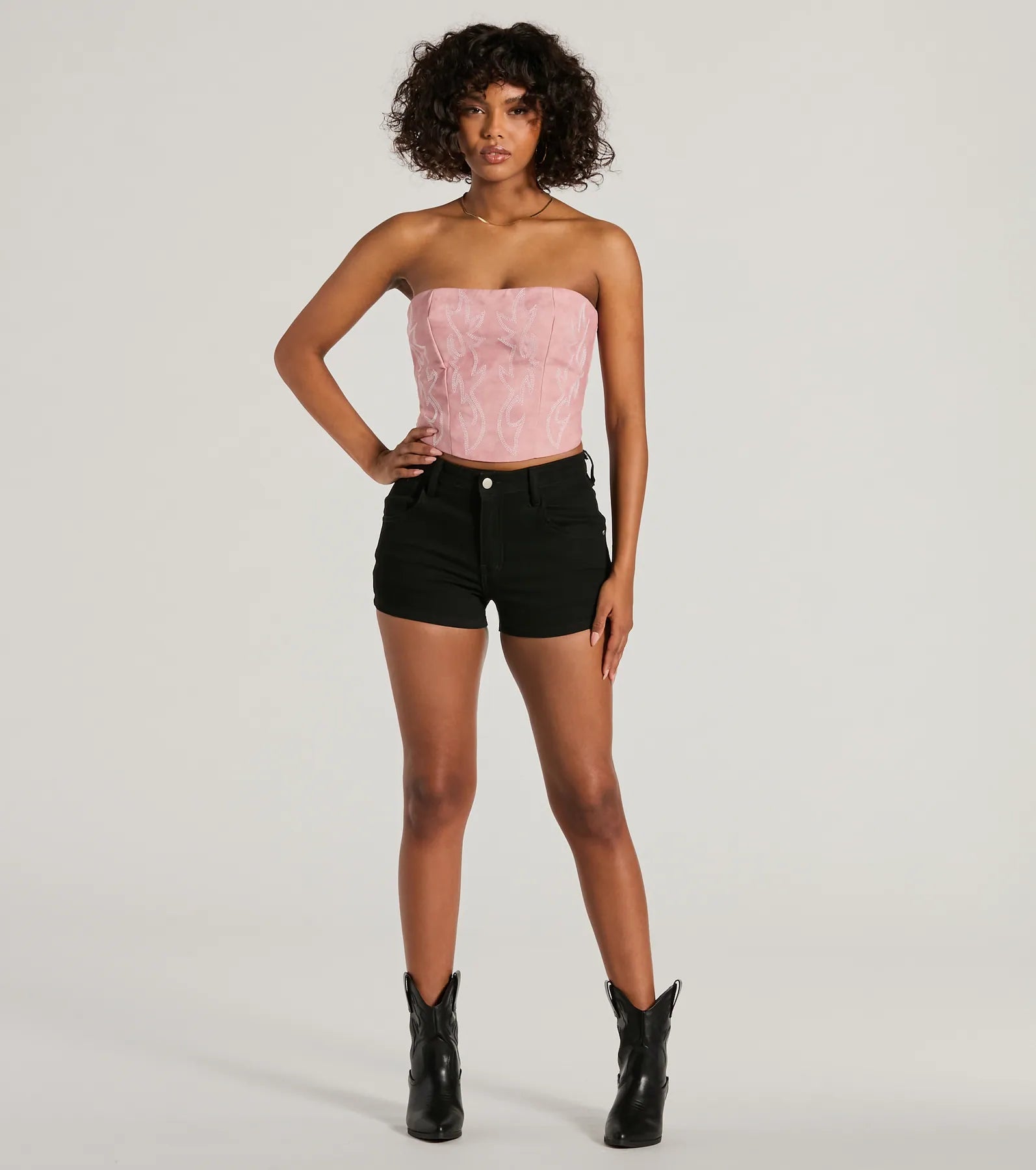 Cute Country Look Western Faux Leather Corset Top - Image 8