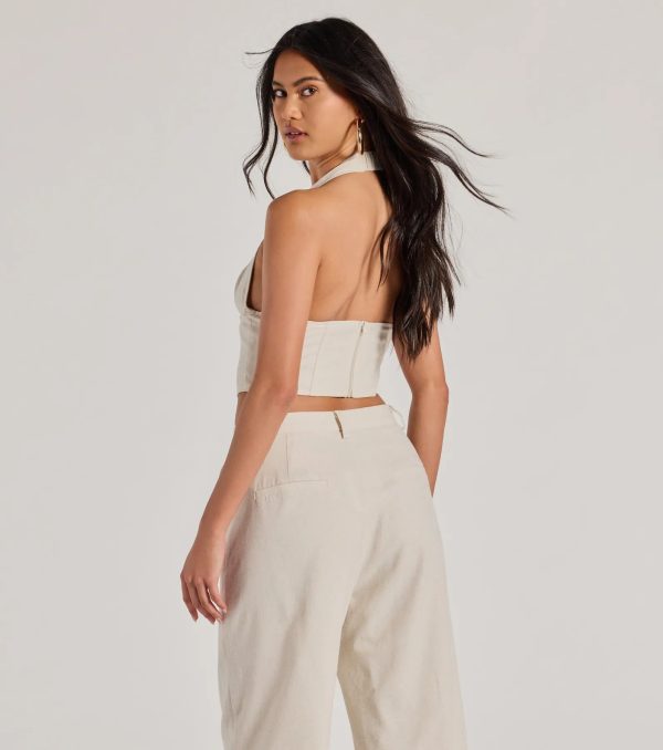 Cutest Babe Halter V-Neck Corset Crop Top - Image 2