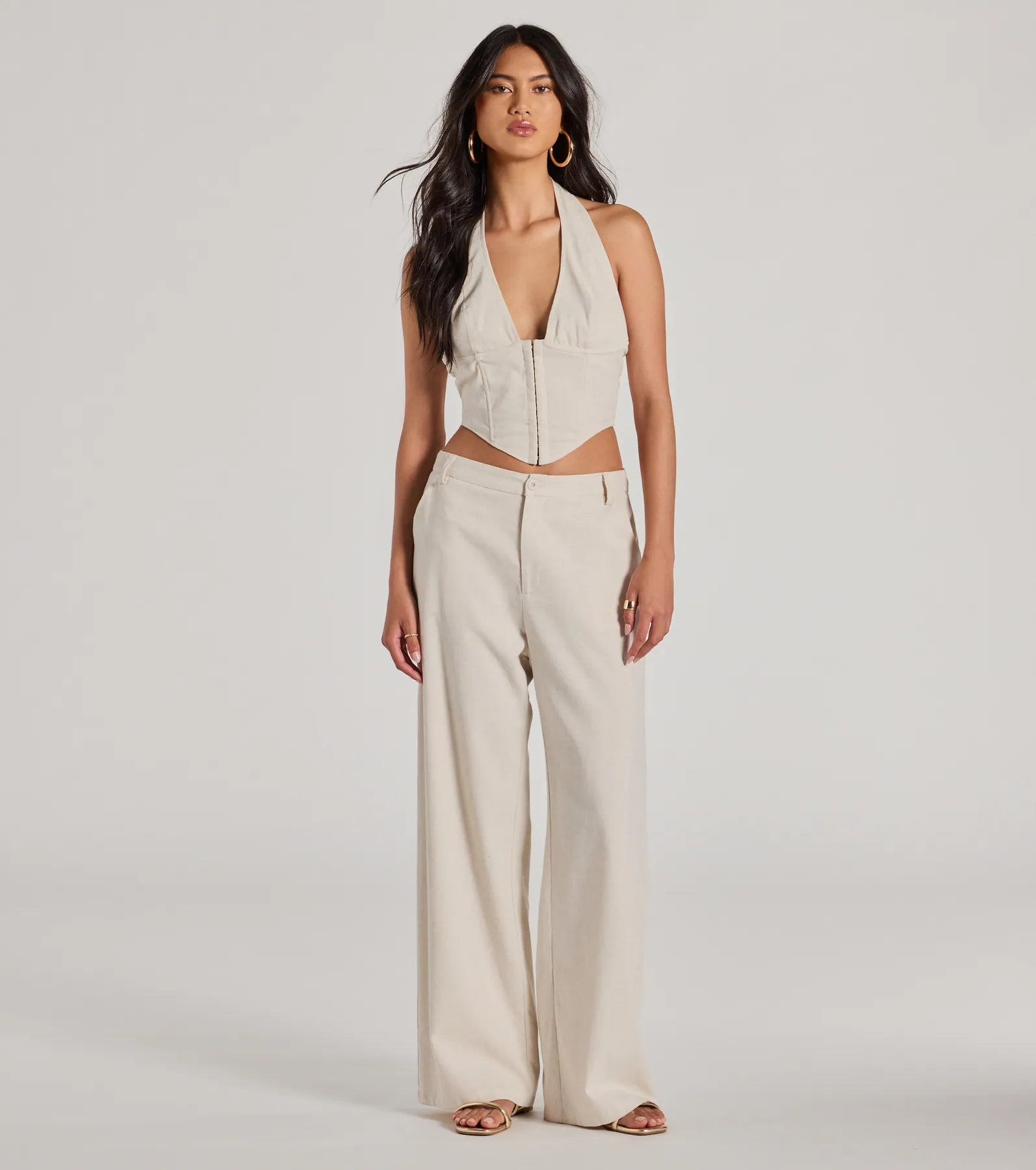 Cutest Babe Halter V-Neck Corset Crop Top - Image 3