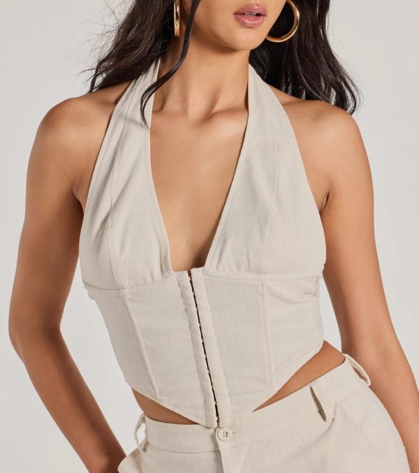 Cutest Babe Halter V-Neck Corset Crop Top - Image 4