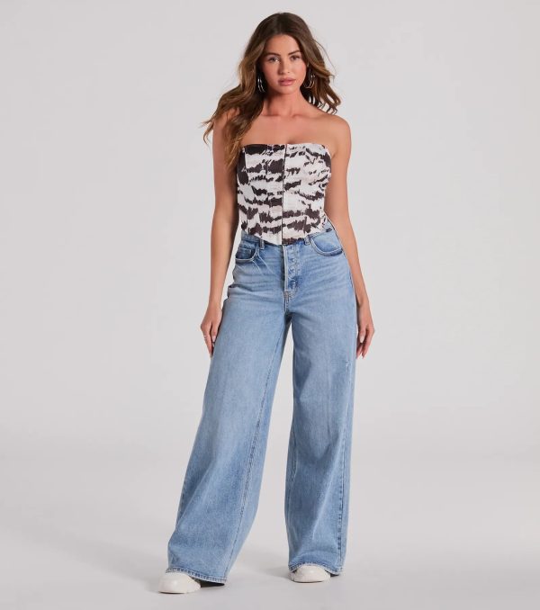 Perfect Evening Strapless Lace-Up Marble Corset Top - Image 4