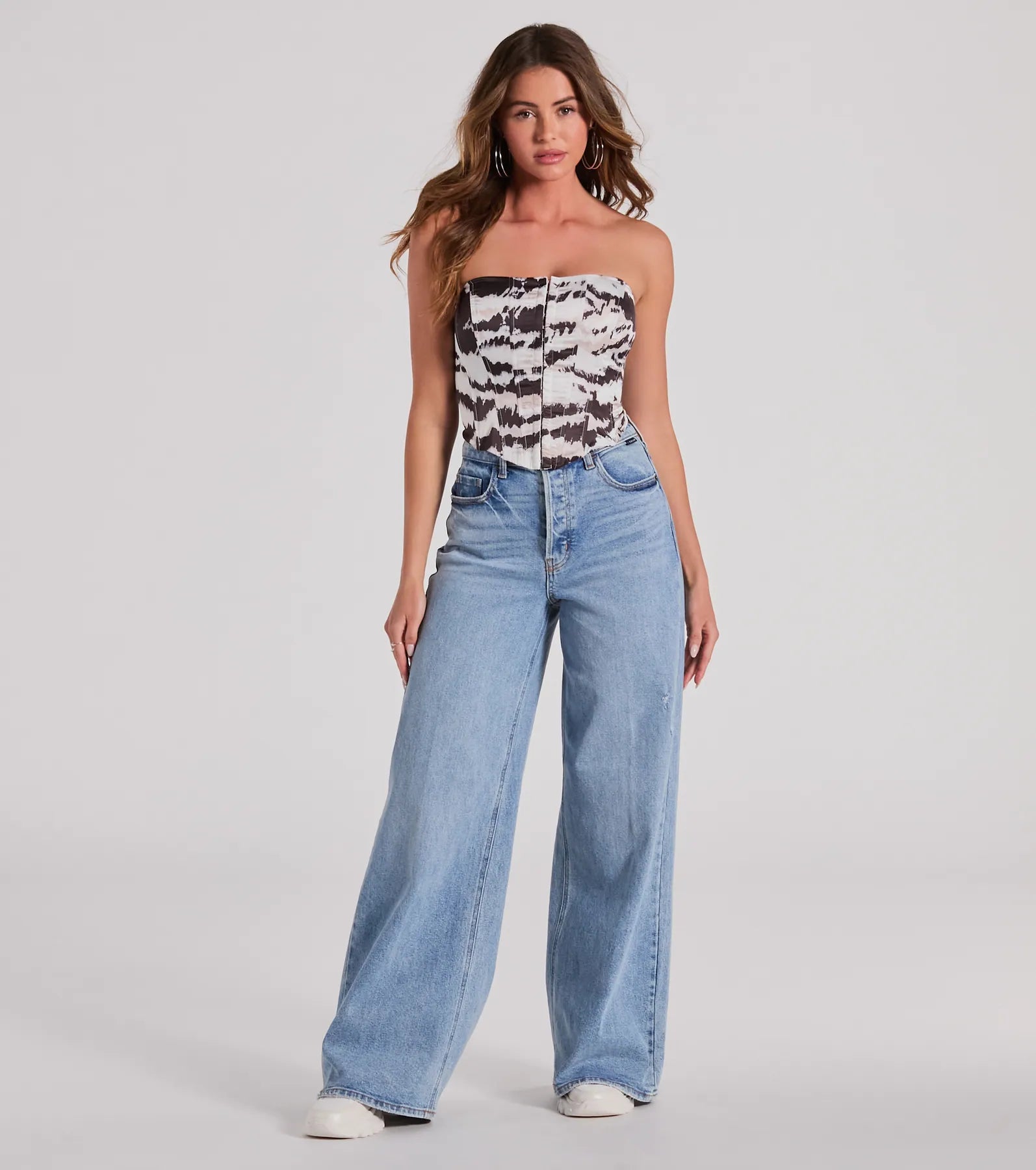Perfect Evening Strapless Lace-Up Marble Corset Top - Image 4