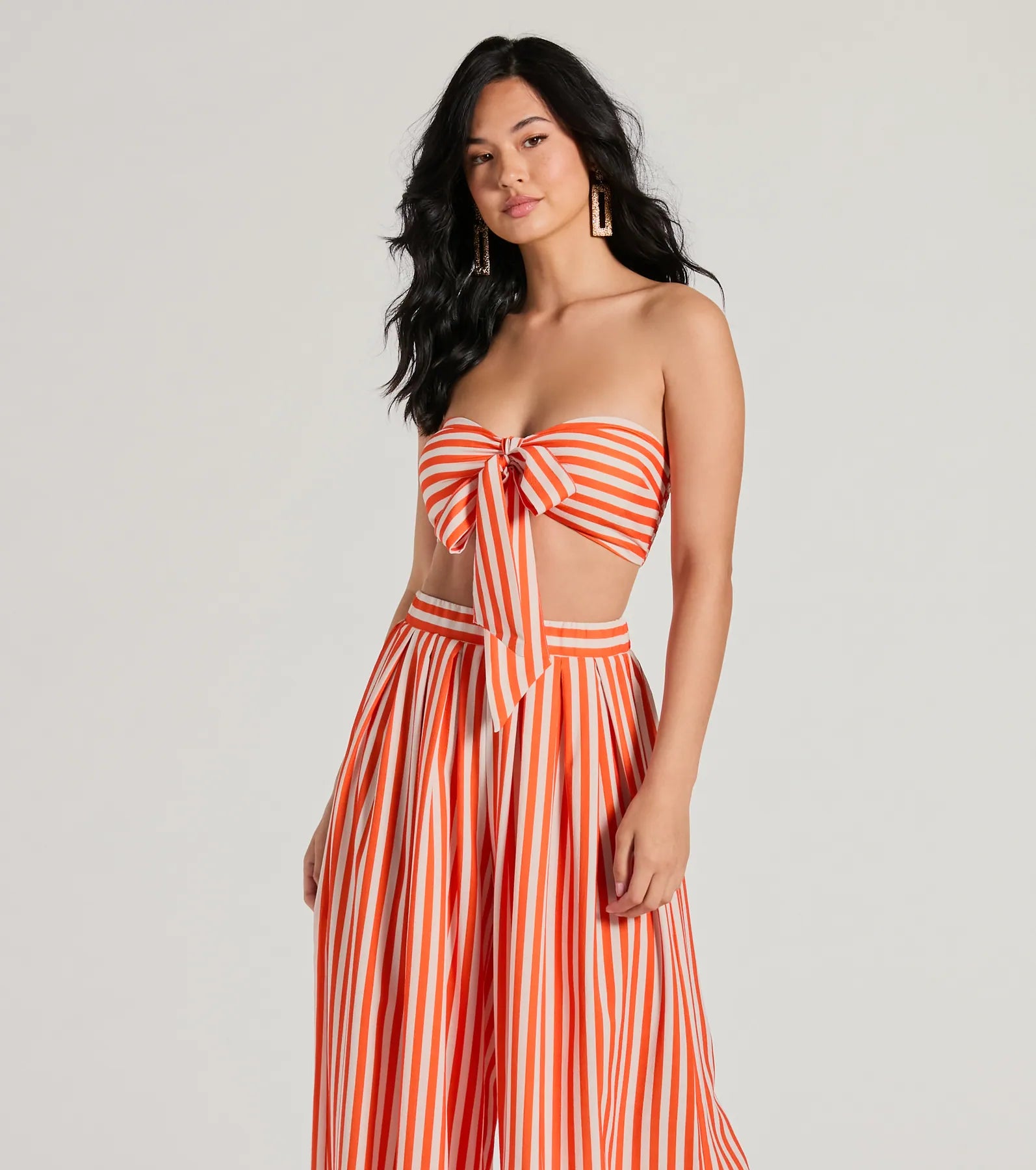 Festive Fun Strapless Striped Bandeau Crop Top - Image 5