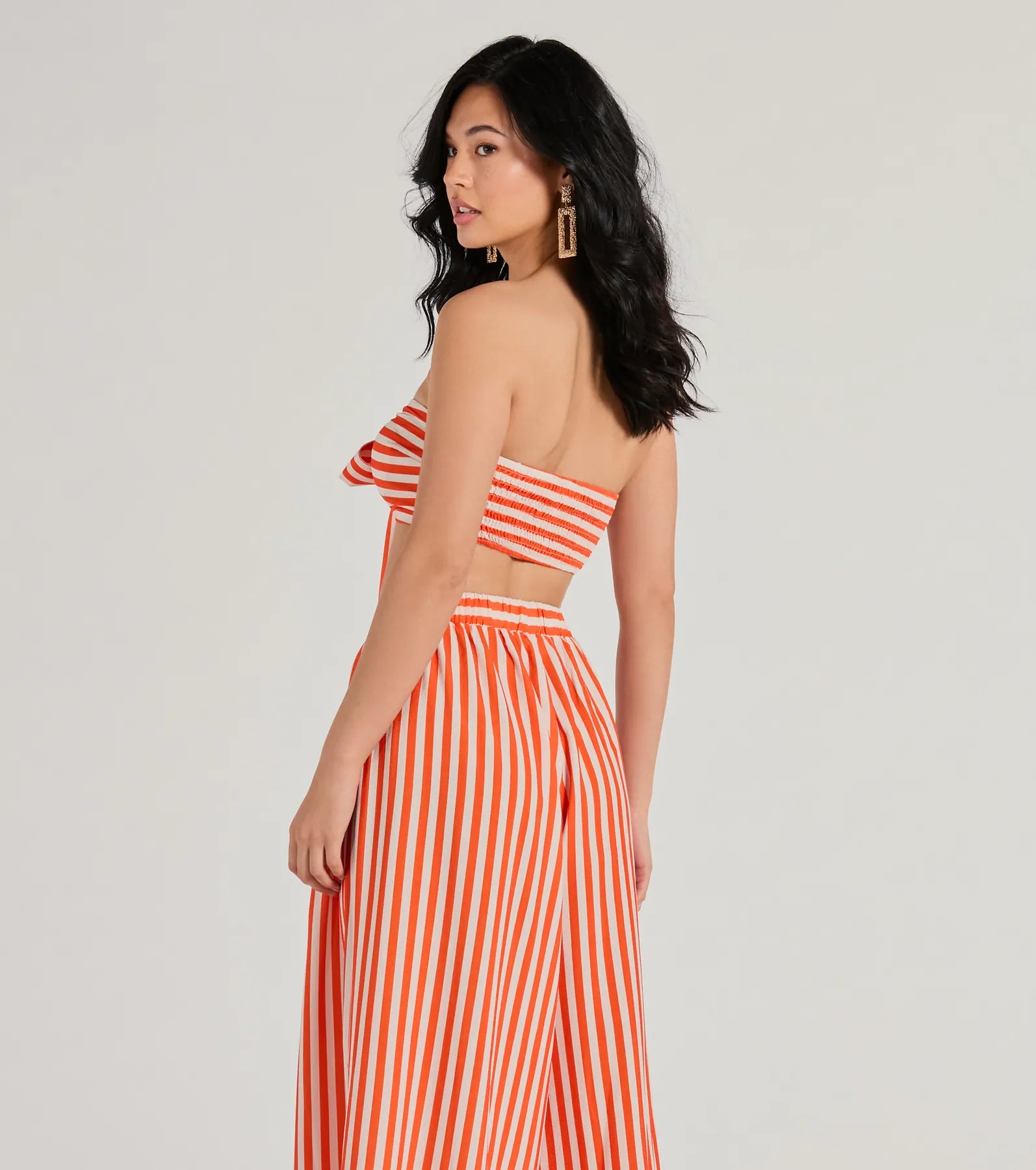 Festive Fun Strapless Striped Bandeau Crop Top - Image 6