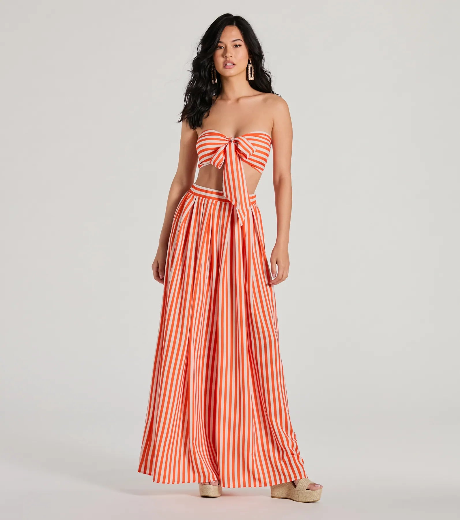 Festive Fun Strapless Striped Bandeau Crop Top - Image 7