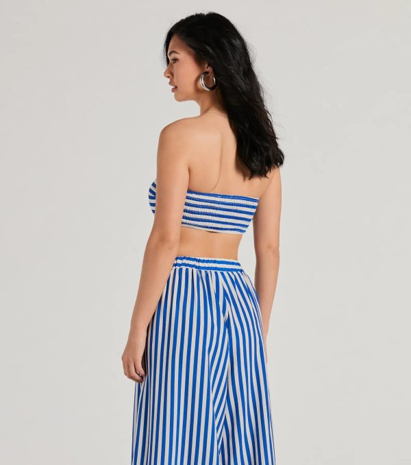 Festive Fun Strapless Striped Bandeau Crop Top - Image 2