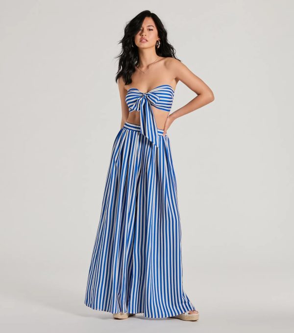 Festive Fun Strapless Striped Bandeau Crop Top - Image 3