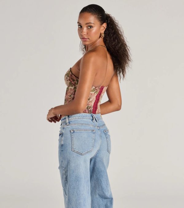 Blooming Beauty Tapestry Lace-Up Cropped Corset Top - Image 2