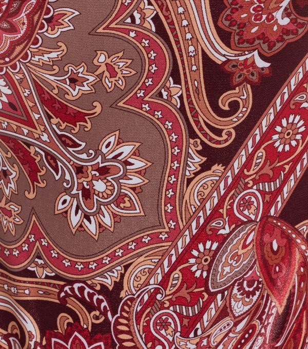 Sangria Sunset Strapless Paisley Satin Crop Top - Image 8