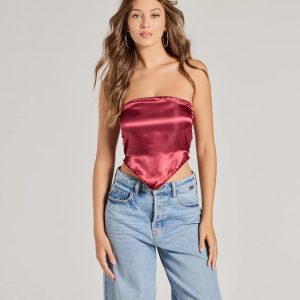 Chic Style Satin Cropped Tube Top