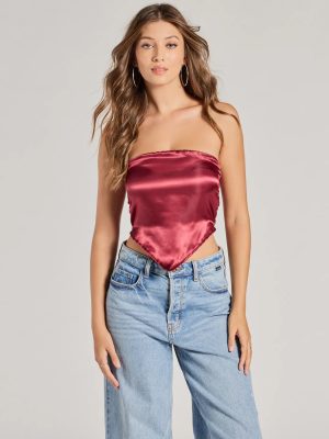 Chic Style Satin Cropped Tube Top