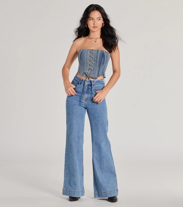 Trendy Style Lace-Up Denim Corset Top - Image 8