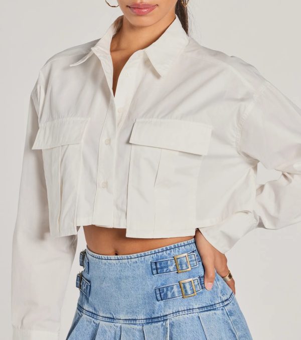 Officially Cute Long Sleeve Button Down Crop Top - Image 4
