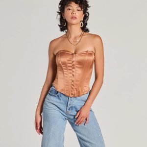 Looking Fine Strapless Satin Corset Top