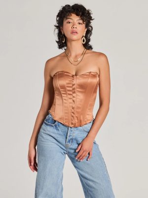 Looking Fine Strapless Satin Corset Top