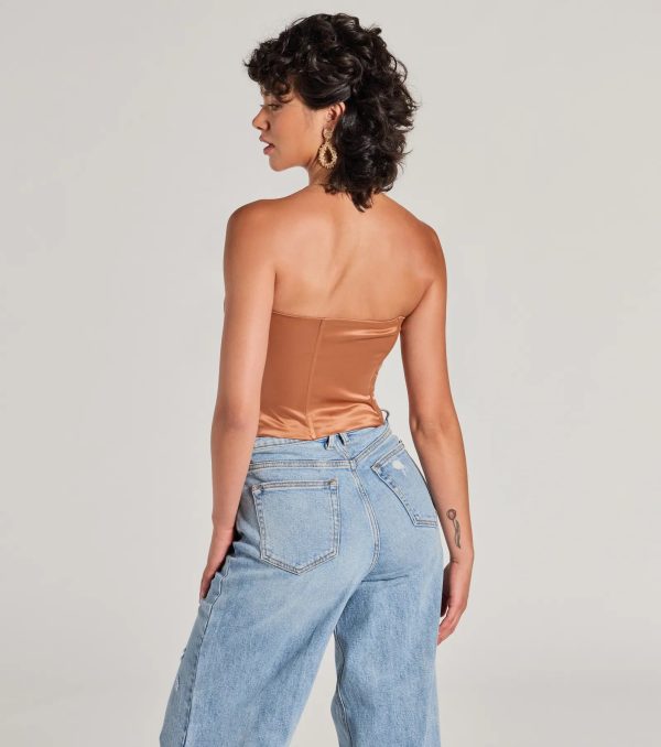 Looking Fine Strapless Satin Corset Top - Image 2