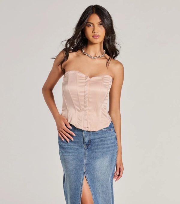 Looking Fine Strapless Satin Corset Top - Image 5