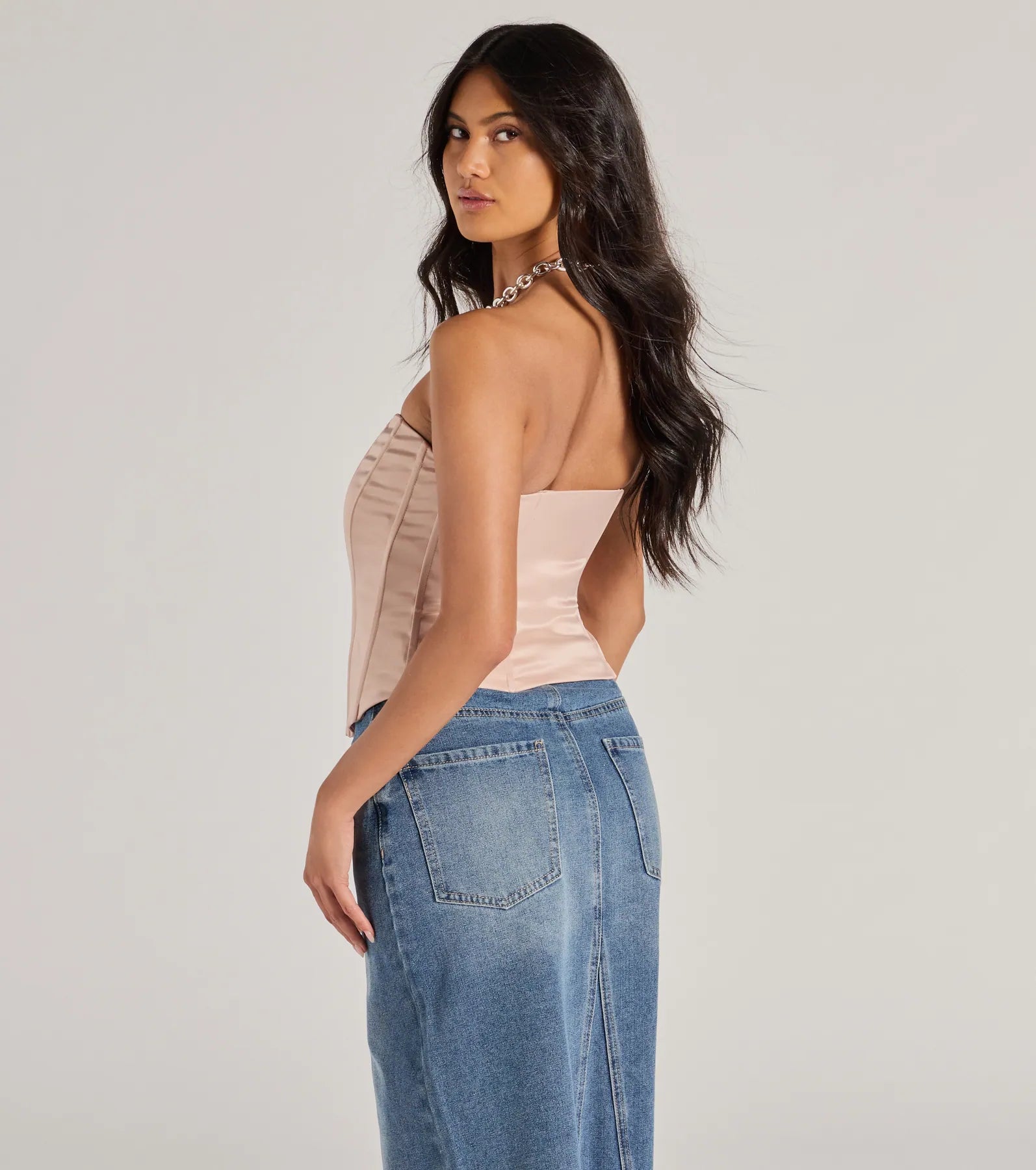 Looking Fine Strapless Satin Corset Top - Image 6