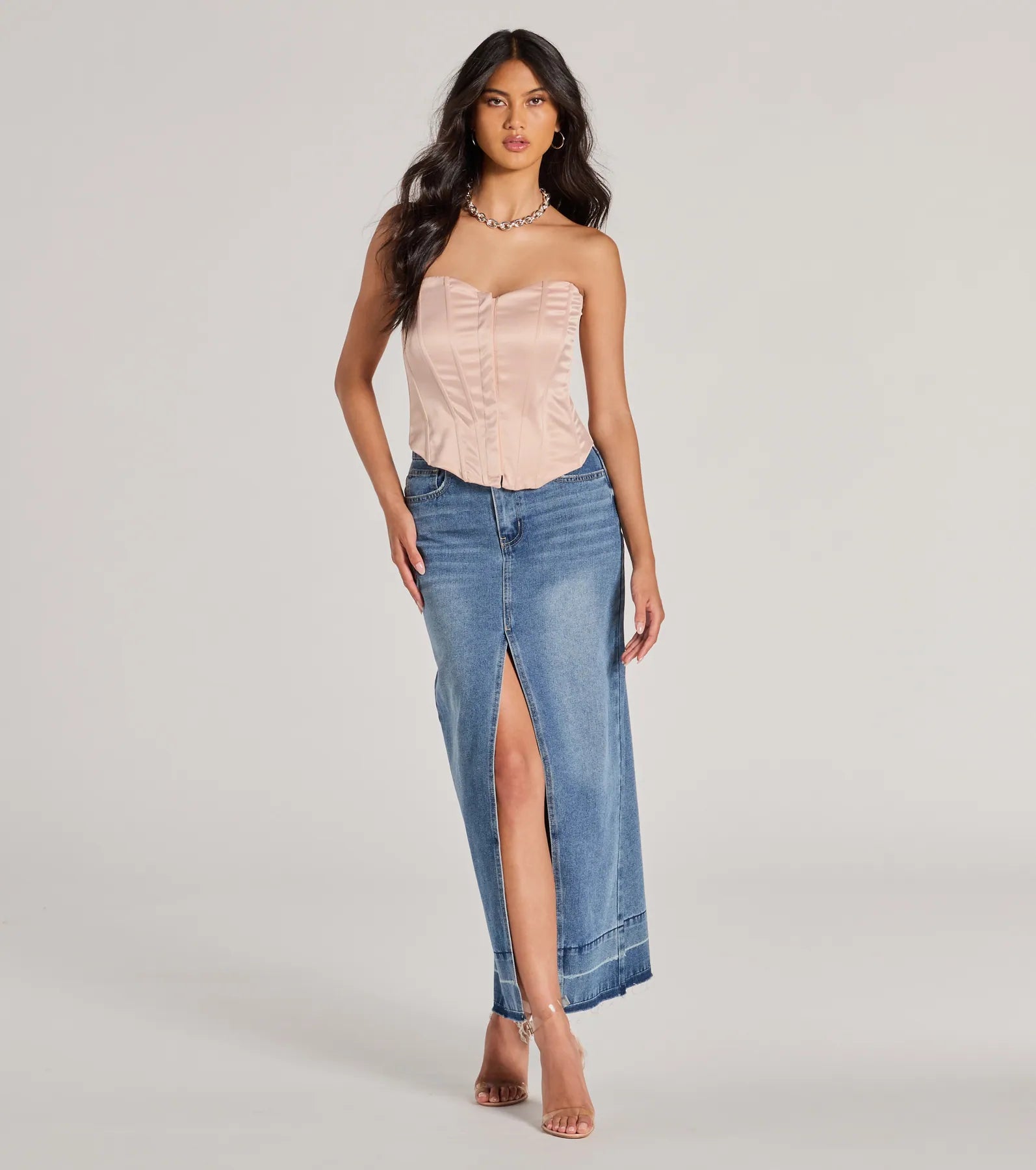 Looking Fine Strapless Satin Corset Top - Image 7