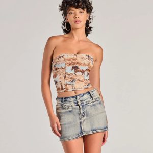 Western Chic Horse Tapestry Corset Top