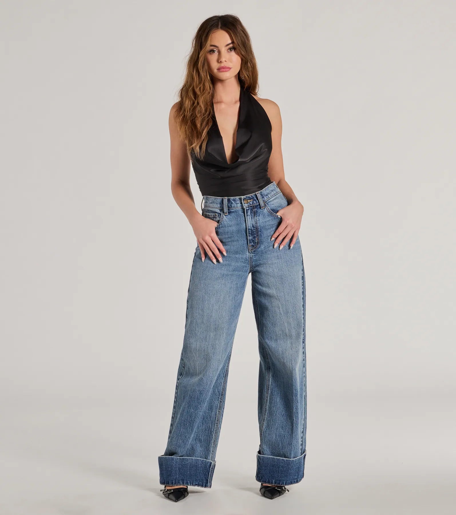 Feelin' Sleek Satin Halter Cowl Neck Top - Image 8